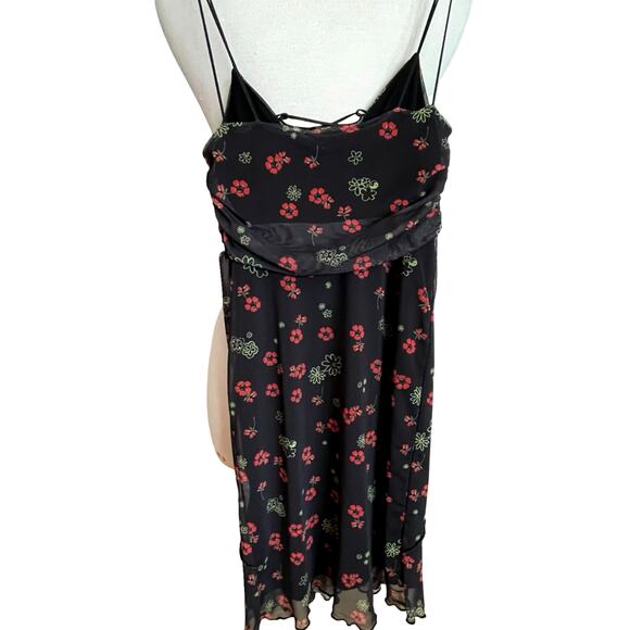 Urban Outfitters Black Floral Lace-Up Slip Dress (XS) - Picture 7 of 10